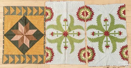 Pair of Pennsylvania pieced pillow covers, 19th c., 27 3/4''x 17 1/2'', together with a single pillo