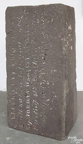Carved granite mounting block, 19th c., inscribed on three sides Allegheny Properties... Gen. Sco