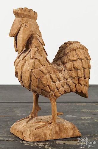 Carved balsa wood rooster, 20th c., 7 1/2'' h.