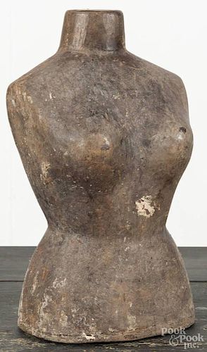 Carved mahogany female torso, 19th c., 13 1/2'' h.