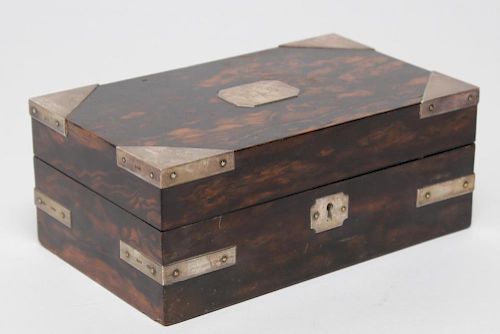 Antique Cigar Box- Exotic Wood & Sterling Silver
