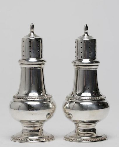 Georgian-Style Silver Salt & Pepper Shakers, Pair