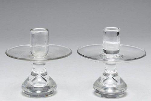 Steuben Glass Crystal Candlesticks, Pair
