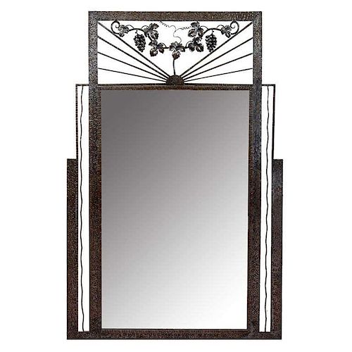 Art Deco Framed Mirror with Metal Grape Motif