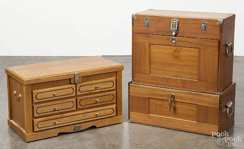 Two contemporary machinist chests, 25'' h., 21'' w. and 13 1/2'' h., 22 1/2'' w.