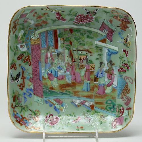 Chinese Famille Rose Porcelain Squared Dish
