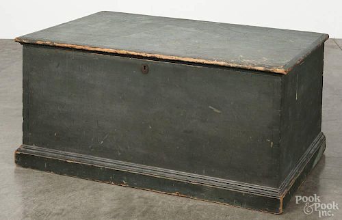 Pennsylvania painted pine blanket chest, 19th c., retaining the original green surface, 18 1/2'' h.,