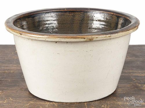 Pennsylvania stoneware mixing bowl, ca. 1900, 6 1/4'' h., 11 3/4'' dia.