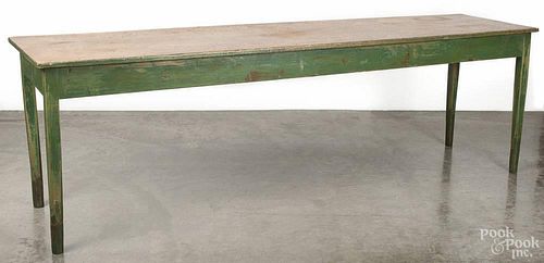 Painted pine farm table 19th c., 30'' h., 24'' w., 95 1/2'' d.