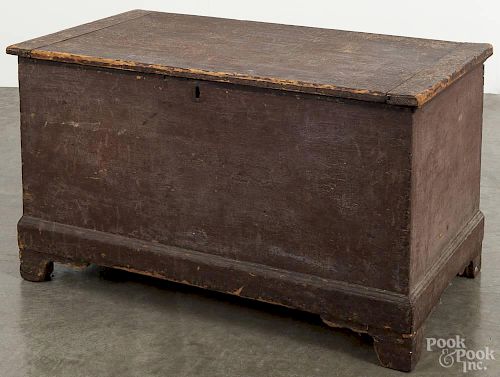 Pennsylvania painted pine blanket chest, 19th c., retaining an old brown surface, 24'' h., 39 1/2'' w.