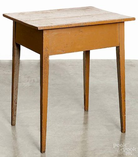 Pennsylvania painted pine splay leg table, 19th c., retaining an old ochre surface, 31'' h., 27'' w.,