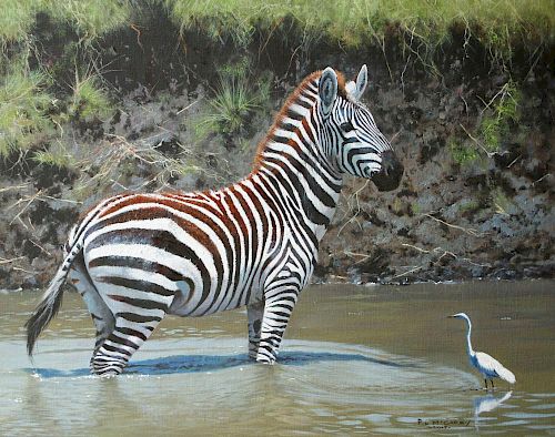 Zebra and Egret by Pip McGarry