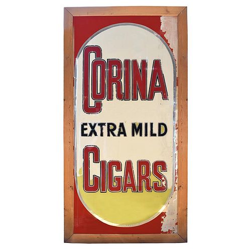Corina Cigars Glass Sign.