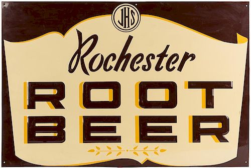 Rochester Root Beer Embossed Tin Sign.