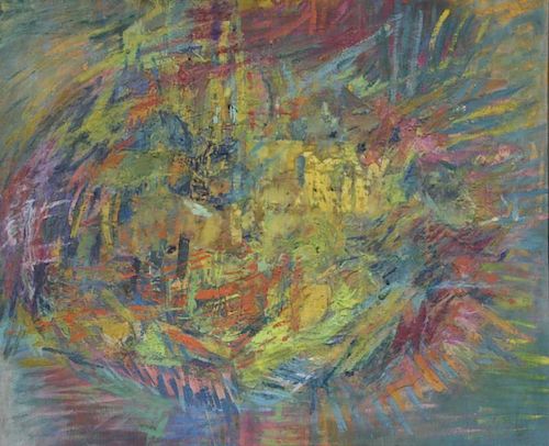 SHULMAN, Morris. Abstract Encaustic on Canvas.