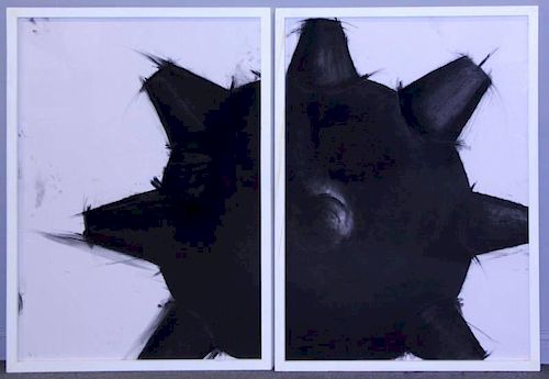 JEZIK, Enrique. Untitled Charcoal on Paper Diptych