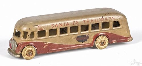 Arcade cast iron Santa Fe Trailways bus