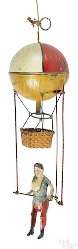 Rare German painted tin hot air balloon trapeze