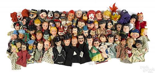 Collection of approximately fifty hand puppets