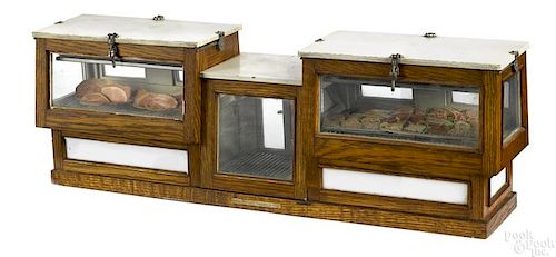 Asher salesman sample oak and glass meat counter