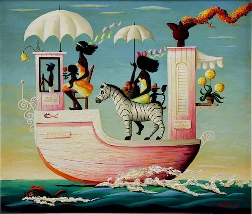 BULMAN, Orville. Oil on Canvas "La Barque Pimpant"