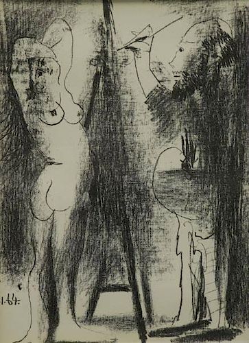 PICASSO, Pablo. Lithograph. Painter and His Model.