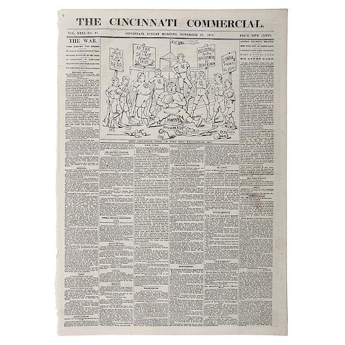 Cincinnati Red Stockings, Two 1869-1870 Cincinnati Newspapers, Incl. Issue Featuring the First Published Professional Basebal