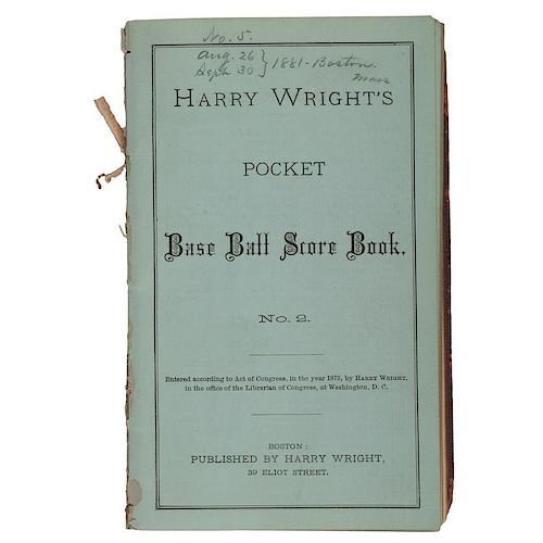 Father of Professional Baseball Harry Wright's Multiple Signed Scorebook for his 1881 Boston Red Caps