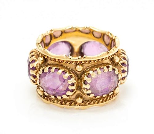 A Yellow Gold and Amethyst Band, 4.40 dwts.