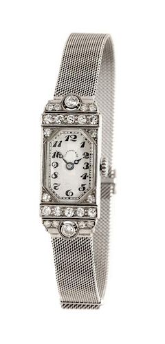 A Platinum and Diamond Mesh Watch, Tiffany & Co., 14.70 dwts.