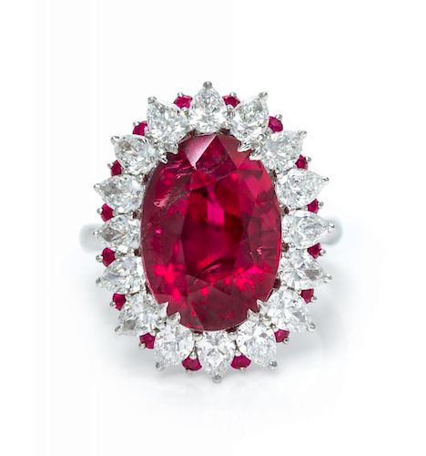 A Platinum, Ruby and Diamond Ring, 8.60 dwts.