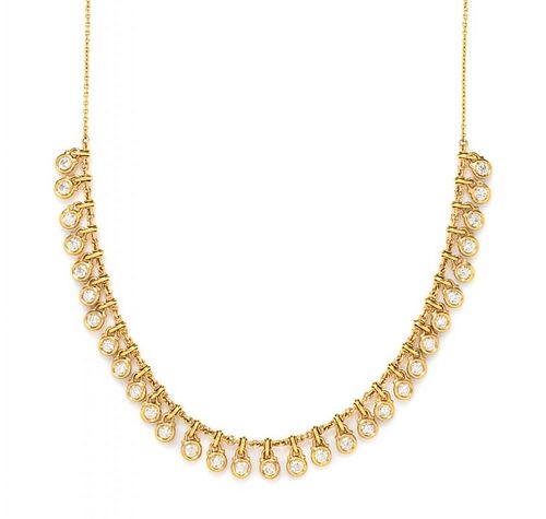 An 18 Karat Yellow Gold and Diamond Necklace, 10.65 dwts.