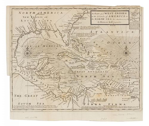 MOLL, Herman (1654-1732) A Chart of ye West-Indies or the Islands of America in the North Sea &c. London, ca 1740.