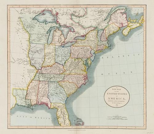 CARY, John. A New Map of the United States of America, from the latest authories. London, 1 January 1819 [but watermarked 182