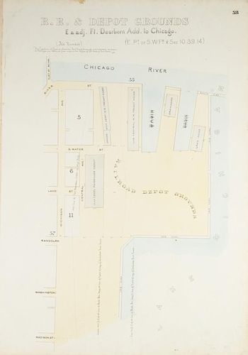 [PELTZER, Otto (1836-1919)] 2 hand-colored lithographed maps of Chicago on 2 sheets glued together. [Chicago, 1872].