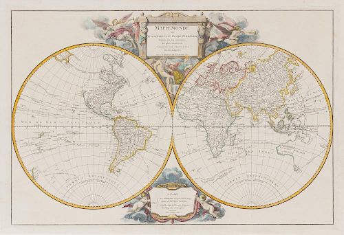 ROBERT DE VAUGONDY, Didier (1723-1786) Mappemonde ou Description du Globe Terrestre... Paris, 1752.