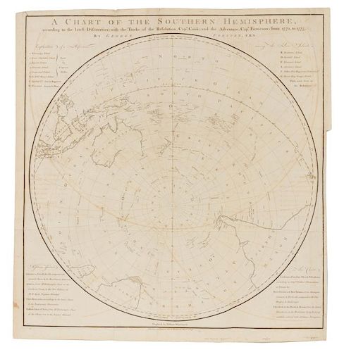 FOSTER, George (1754-1794) Chart of the Southern Hemisphere... [London,] 1777.