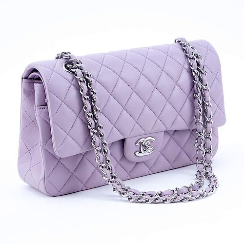 Chanel Lavender Quilted Lambskin Leather Classic Double Flap Bag