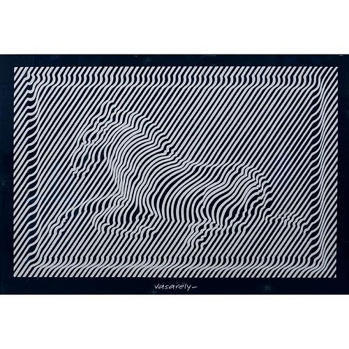 Victor Vasarely, French/Hungarian (1906-1997) "Zebra" Silkscreen in Black on Wove Paper.