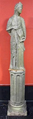 Antique Classical Marble Garden Figure of a Draped