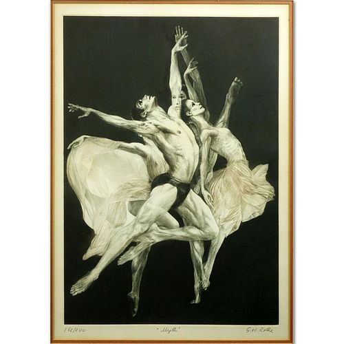G.H. Rothe, German (1935-2007) "Myth" Limited Edition Mezzotint on Artist Paper. Signed in Pencil and Numbered.