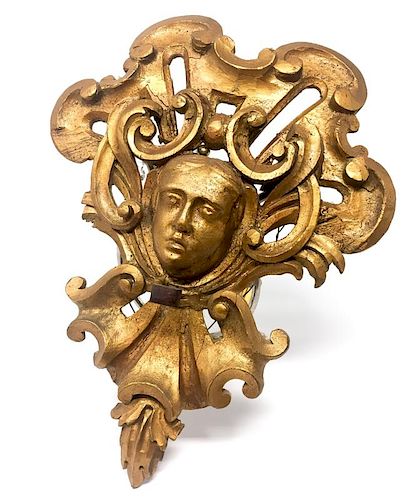 A Woman Head Gold Gilded Wooden Decoration