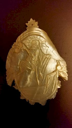 Antique Mother Pearl Russian icon of Resurrection