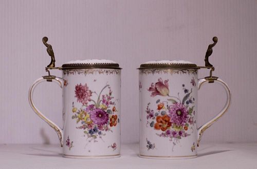 Pair of Meissen Porcelain Cup