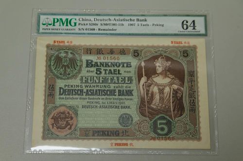 China,Deutsch-Asiatische Bank 1907 5Taels-Pekings