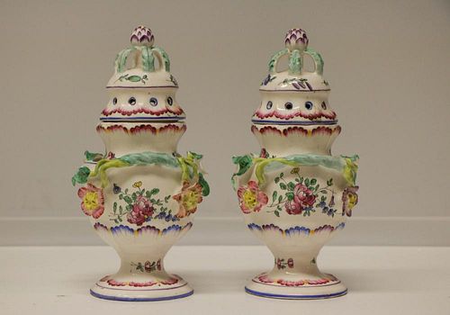 Pair of Porcelain Cover Vases, Marked