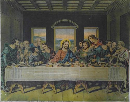 Vintage Italian color print of the Last Supper