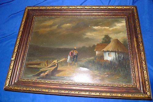 Russian painting oil on canvas signed 23x17 framed
