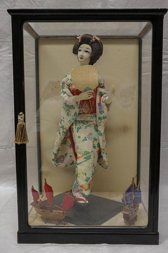 Japanese GeiSha Doll in Box w/ Two Ships