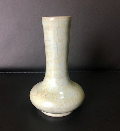 Chinese Celadon Glazed Ceramic Vase, Marked